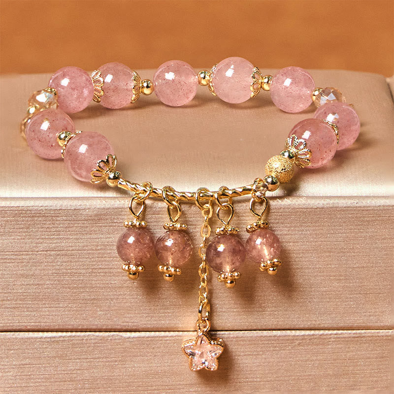 8mm Strawberry Quartz Positive Love Bracelet for Women