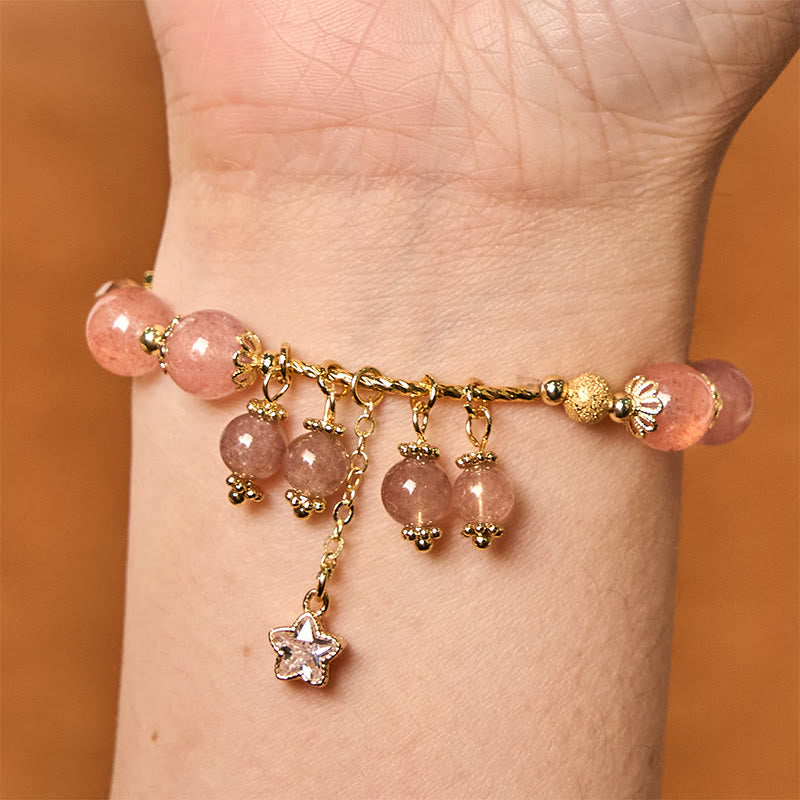 8mm Strawberry Quartz Positive Love Bracelet for Women