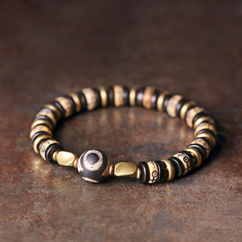 8mm Tibetan Yak Bone Ebony Wood Strength Bracelet