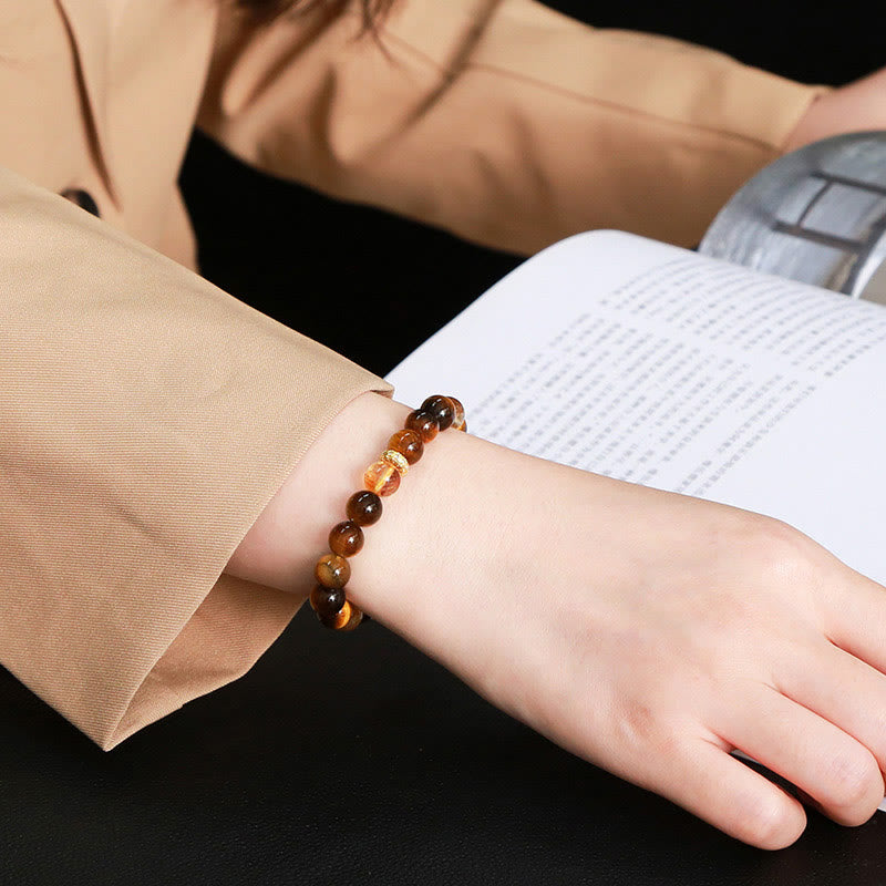 8mm Tiger Eye Citrine Strength Bracelet for Women