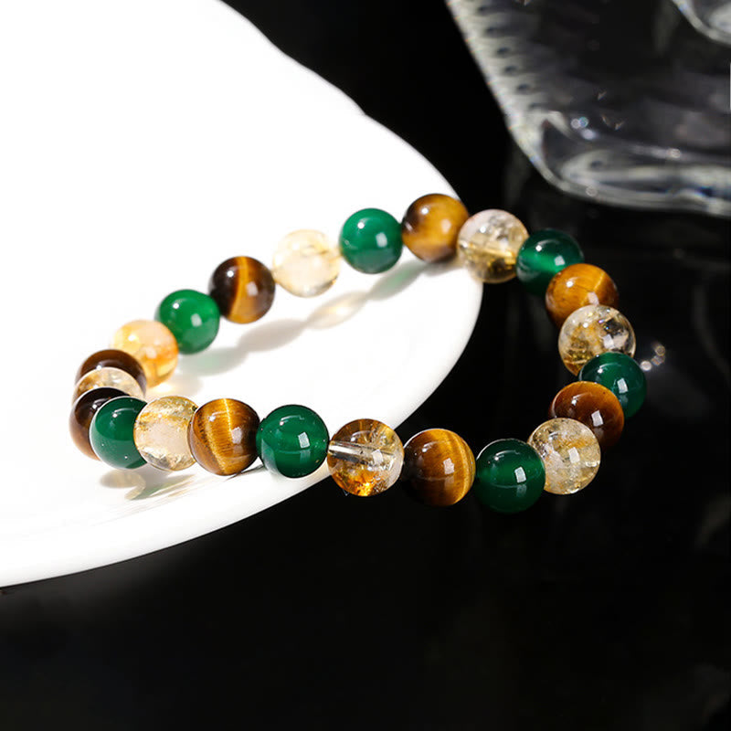8mm Tiger Eye Green Agate Citrine Protection Bracelet