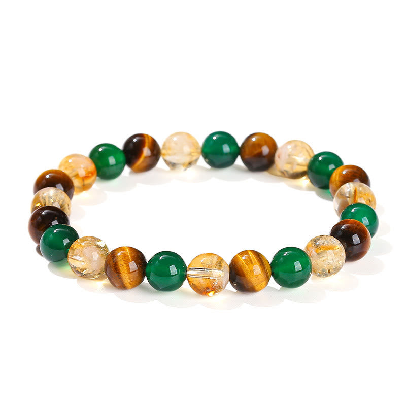 8mm Tiger Eye Green Agate Citrine Protection Bracelet