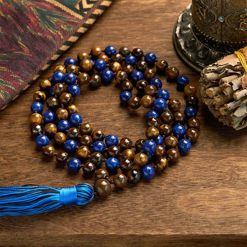 8mm Tiger Eye Lazurite Protection Bracelet for Meditation