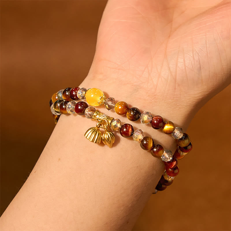 8mm Tiger Eye Lotus Protection Bracelet for Women