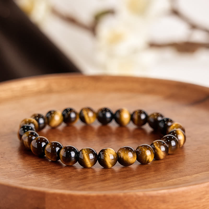 8mm Tiger Eye Strength Bracelet for Protection & Courage