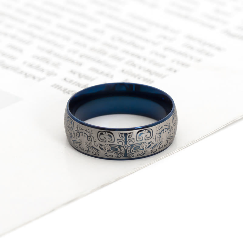 8mm Titanium Steel Taotie Ring for Luck & Wealth