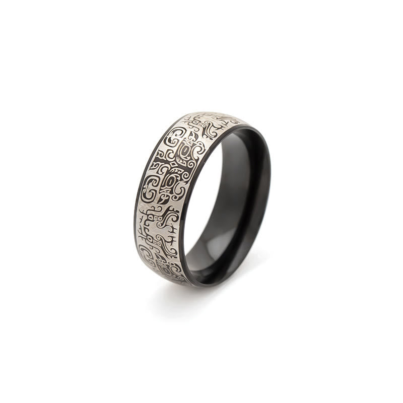 8mm Titanium Steel Taotie Ring for Luck & Wealth