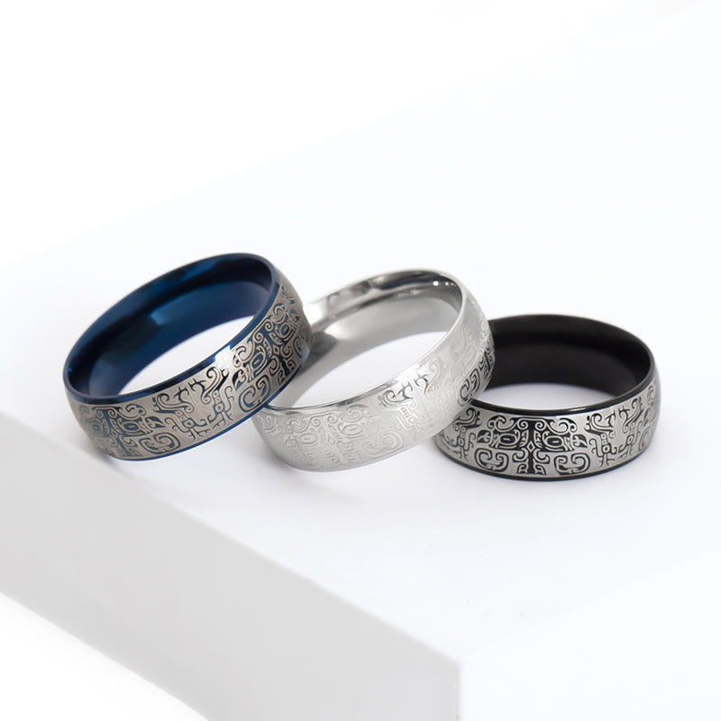 8mm Titanium Steel Taotie Ring for Luck & Wealth