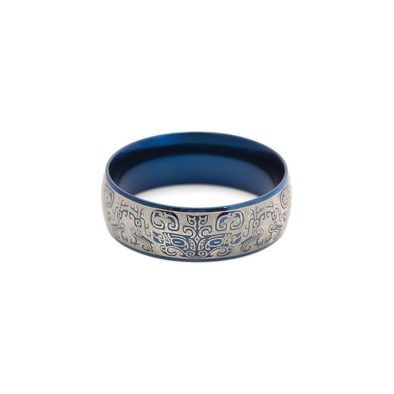 8mm Titanium Steel Taotie Ring for Luck & Wealth