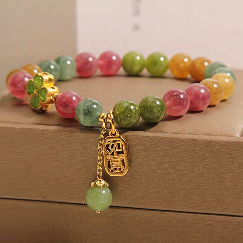 8mm Tourmaline Jade Four-leaf Clover Positive Bracelet