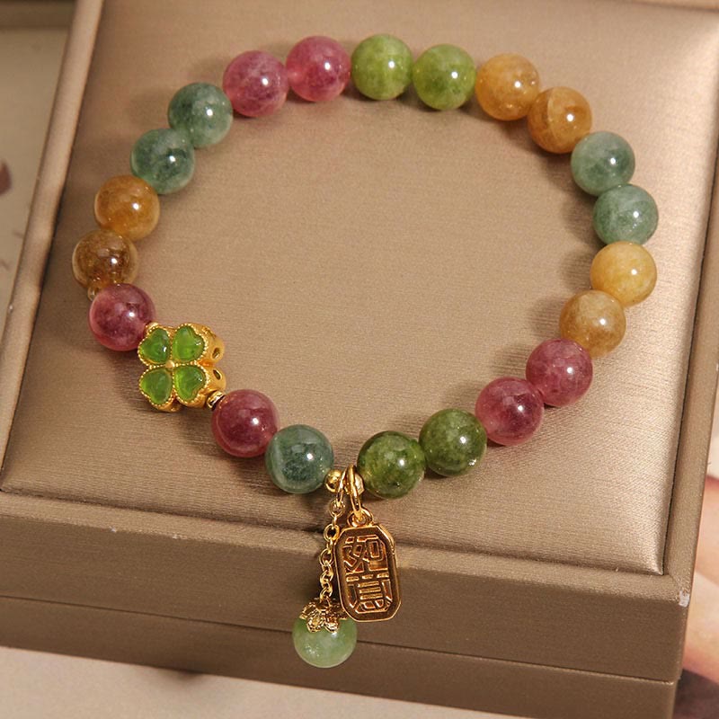 8mm Tourmaline Jade Four-leaf Clover Positive Bracelet