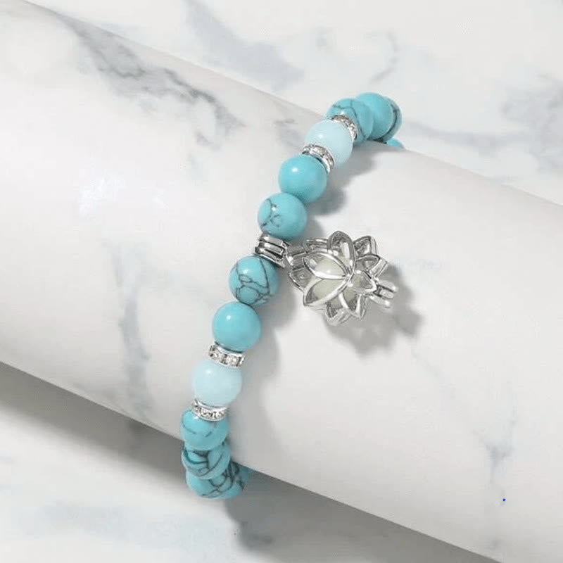 8mm Turquoise Glowstone Protection Bracelet for Meditation