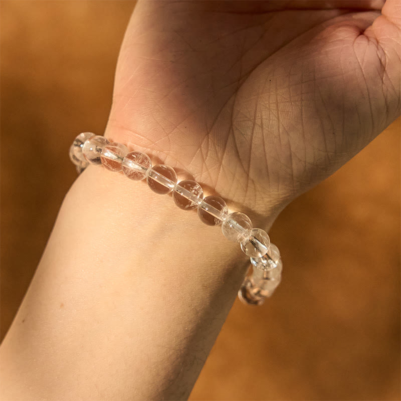 8mm White Crystal Clarity Meditation Bracelet