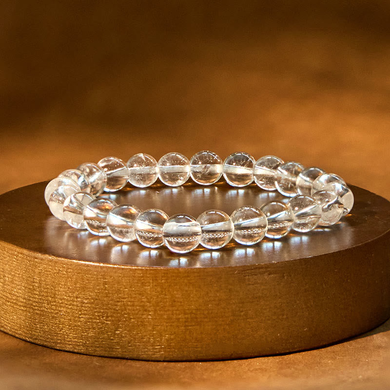 8mm White Crystal Clarity Meditation Bracelet