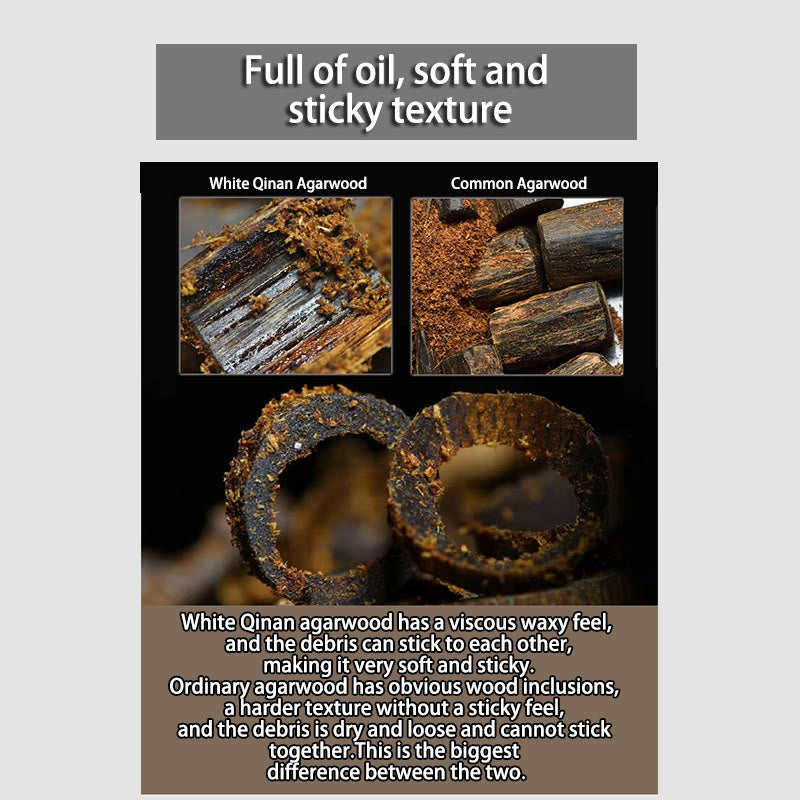 8mm White Qinan Agarwood Wood Mala Bracelet for Peace & Strength