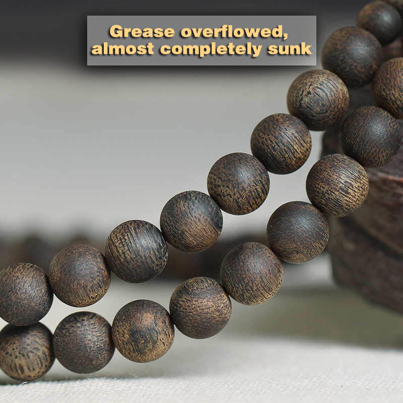 8mm White Qinan Agarwood Wood Mala Bracelet for Peace & Strength
