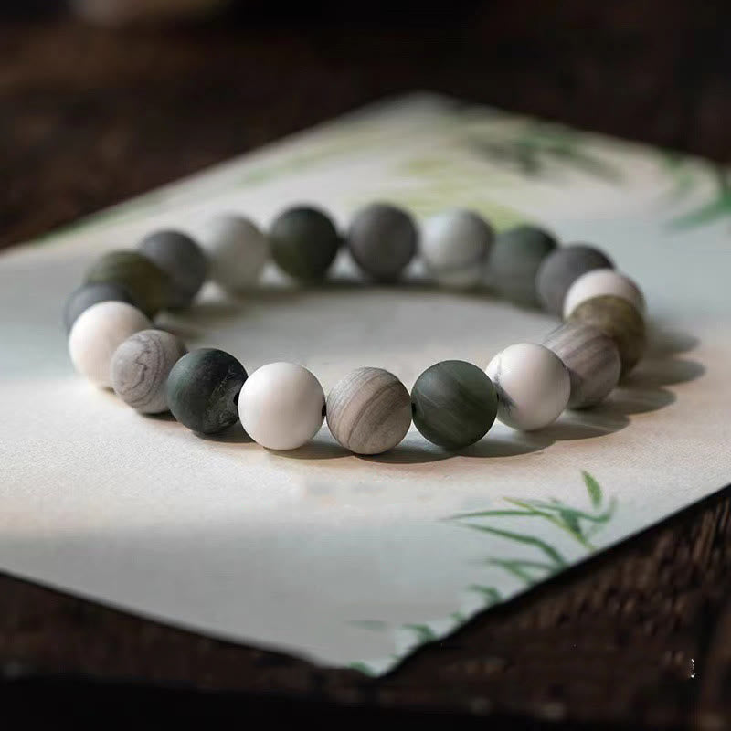 8mm White Turquoise Picasso Jasper Bracelet for Emotional Healing