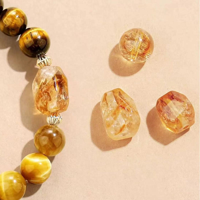 8mm Yellow Black Tiger Eye Citrine Strength Bracelet