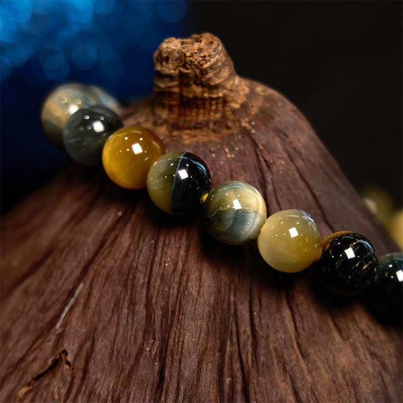 8mm Yellow Blue Tiger Eye Courage Bracelet