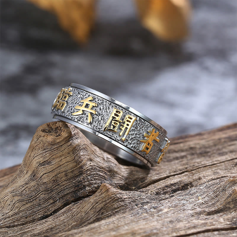 8mm Yin Yang Nine-Word Mantra Titanium Steel Spinner Ring