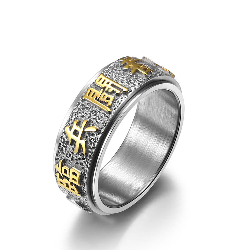 8mm Yin Yang Nine-Word Mantra Titanium Steel Spinner Ring