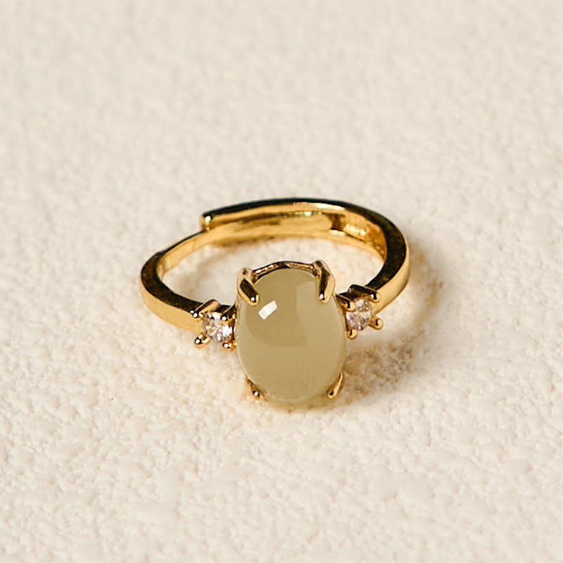 8x10mm Hetian Jade Prosperity Zirconia Egg Ring