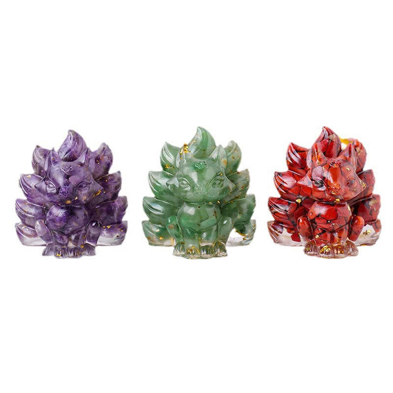 8x8.7cm Amethyst Zen Nine-Tailed Fox Decoration