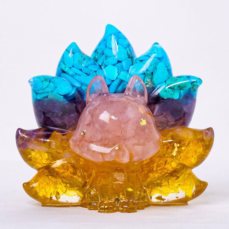 8x8.7cm Amethyst Zen Nine-Tailed Fox Decoration