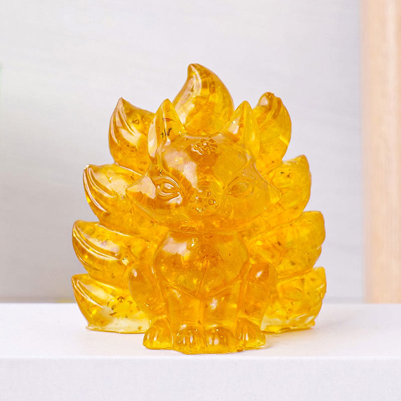 8x8.7cm Amethyst Zen Nine-Tailed Fox Decoration