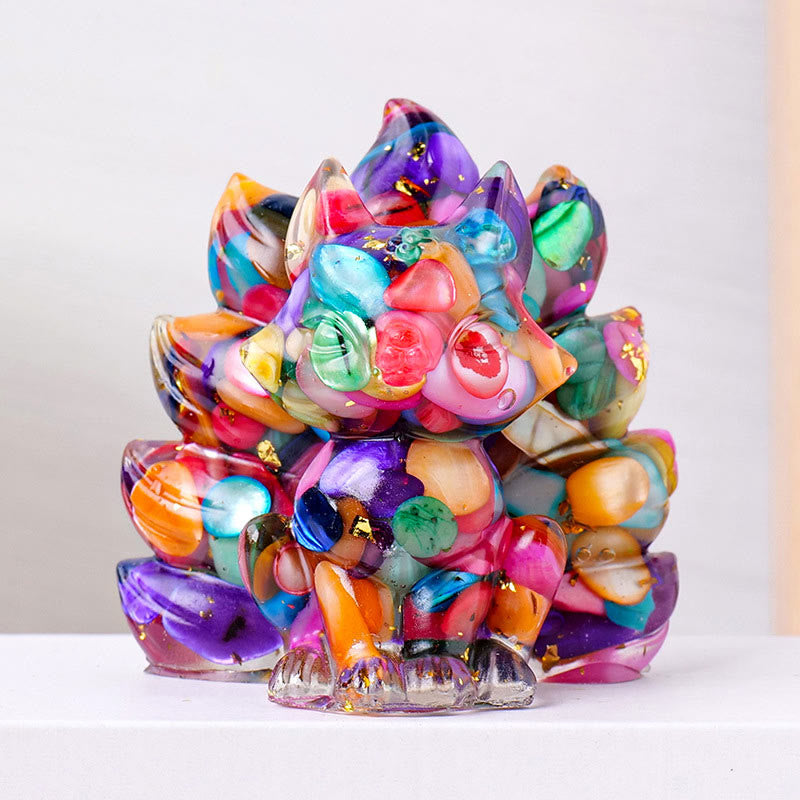 8x8.7cm Amethyst Zen Nine-Tailed Fox Decoration