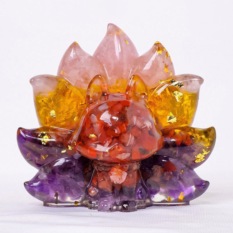 8x8.7cm Amethyst Zen Nine-Tailed Fox Decoration