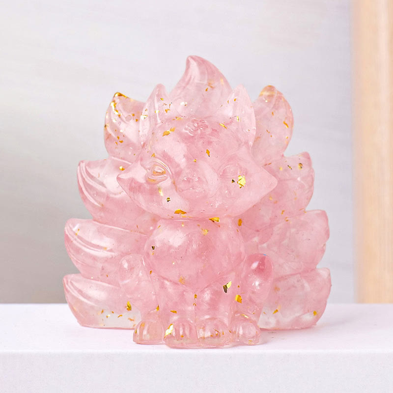 8x8.7cm Amethyst Zen Nine-Tailed Fox Decoration