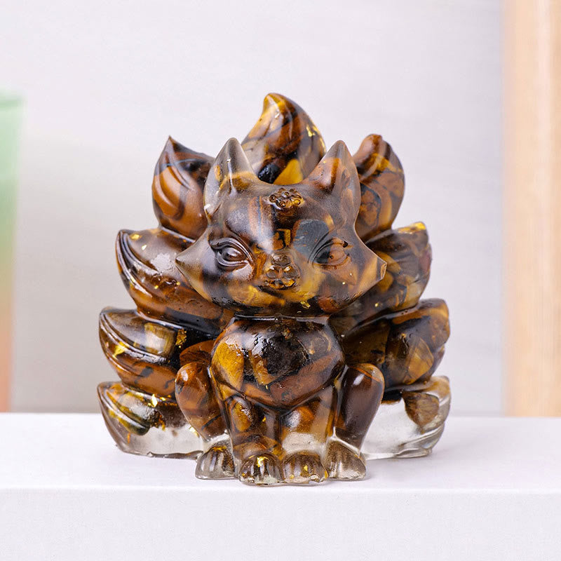 8x8.7cm Amethyst Zen Nine-Tailed Fox Decoration