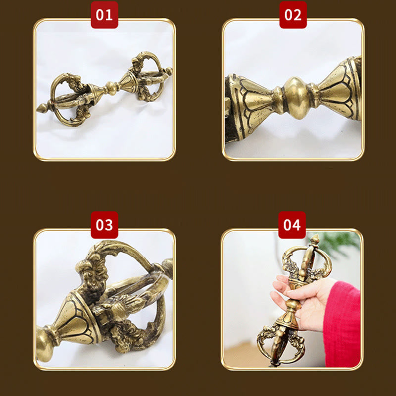 9.06in Copper Meditation Dorje Handmade in Nepal