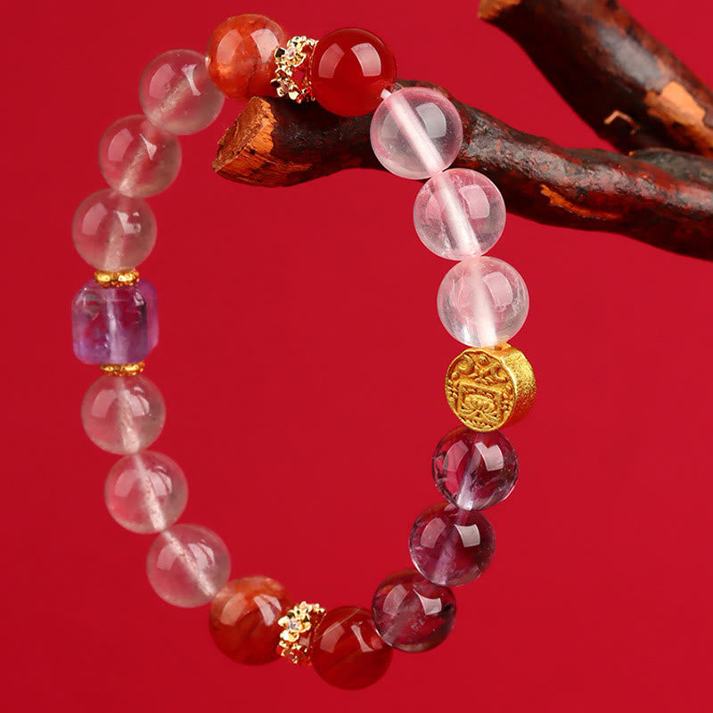 9.5mm Five Elements Green Phantom Agate Healing Bracelet