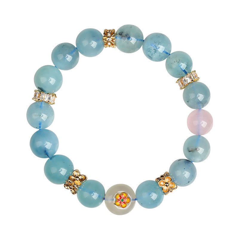 9.5mm Five Elements Green Phantom Agate Healing Bracelet