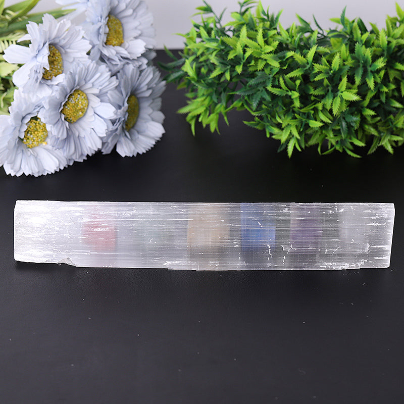 9" Chakra Selenite Crystal Wand for Meditation & Spiritual Healing