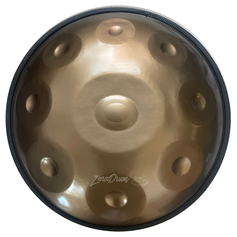 Metallic 9-Note G Minor Handpan Drum with circular tone fields for sale