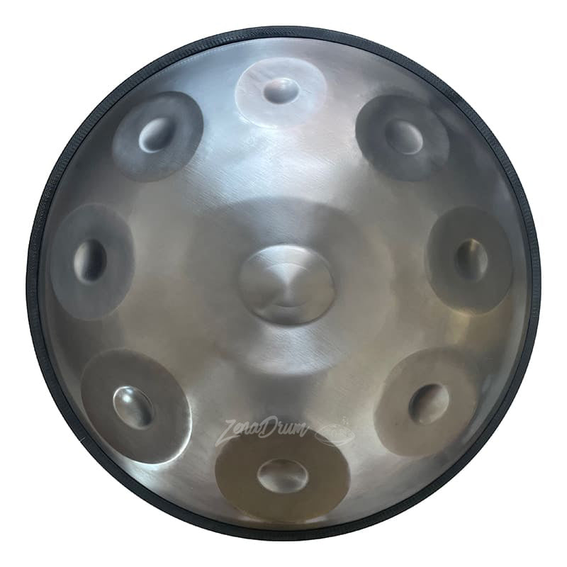 Metallic 9-Note G Minor Handpan Drum with dimpled tone fields for beginners