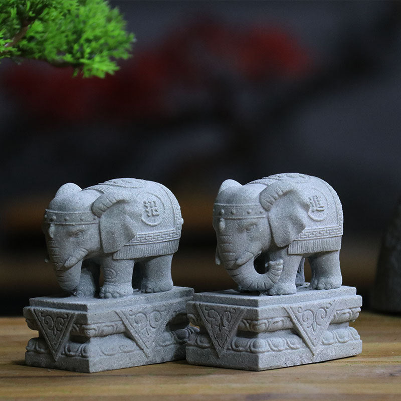 Fu Dogs Elephant Turtle Spiritual Statues Set for Home Blessings