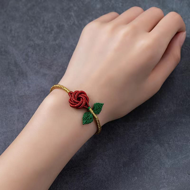 Handmade Red String Bracelet with Eight Thread Peace Knot for Luck