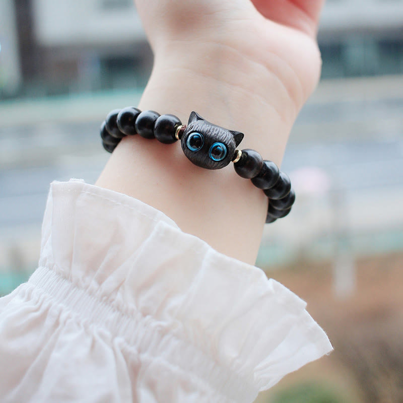 Ebony Wood & Green Sandalwood Peace Bracelet for Balance and Calm