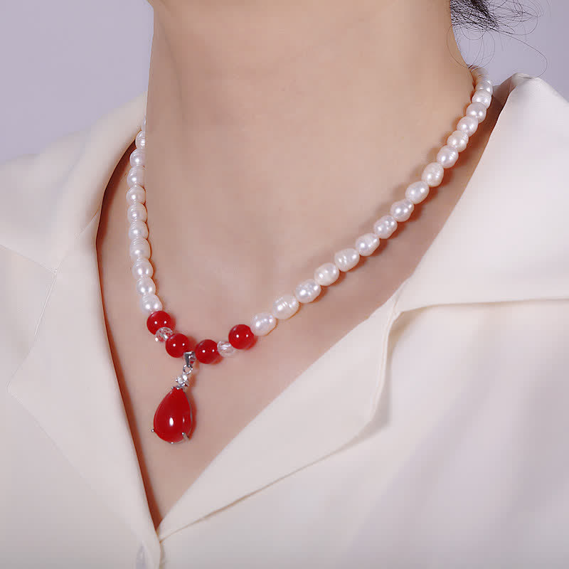 Pearl Waterdrop Necklace 44cm for Calm and Peace