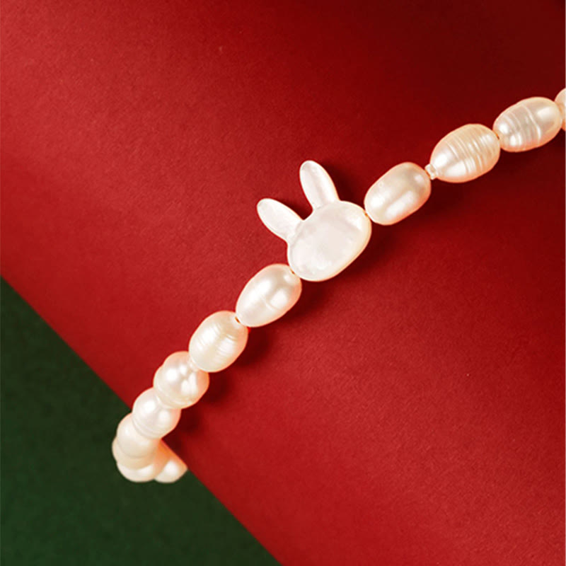 Natural Pearl Sincerity Bracelet with Cute Rabbit Charm