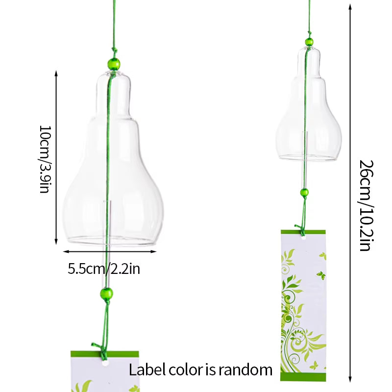 White glass bottle pendant with green floral base for Japanese Glass Wind Chimes