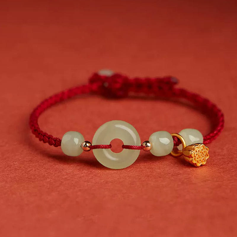 Jade Lotus Peace Buckle String Bracelet for Abundance