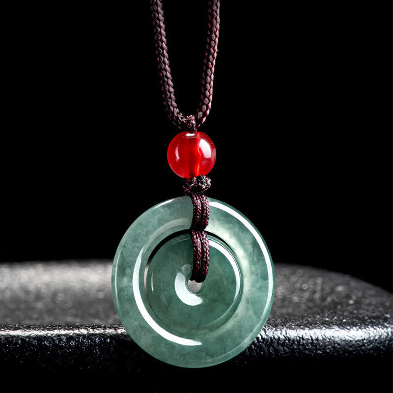 Green Jade Double Peace Buckle Necklace for Abundance