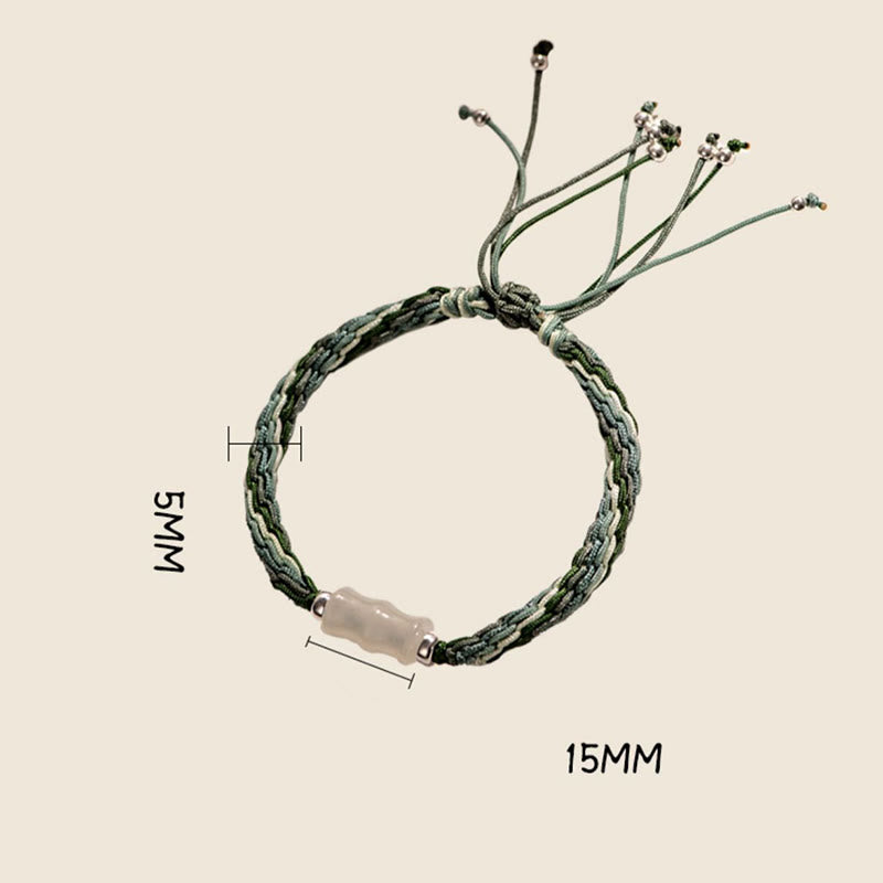 White Jade Bamboo Strength & Luck String Bracelet