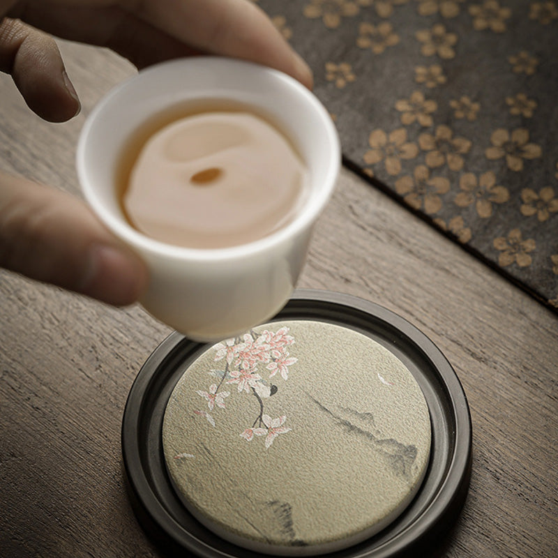 Ceramic Zen Tea Cup Mat 7.9cm | Natural Zen Decor