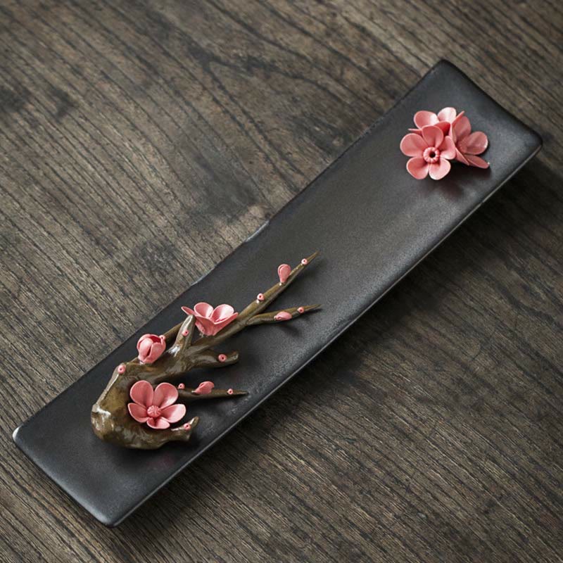 Ceramic Lotus Peony Rose Incense Burner 26cm Spiritual
